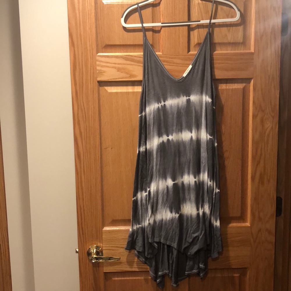 Gray and White Tie Dye Dress